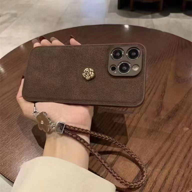 Camellia Wristband iPhone Leather Case